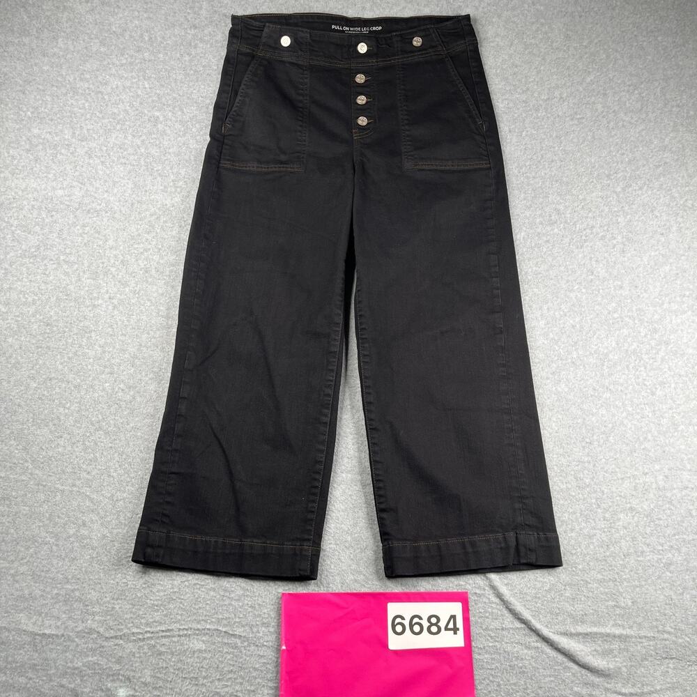 Chicos Pull On Wide Leg Crop Womens US Size 12P Black Casual